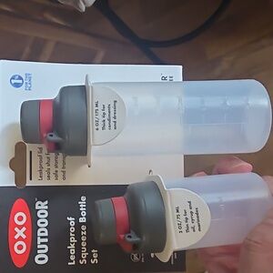 OXO Leakproof Squeeze Bottle Set with Gray and Red Accents